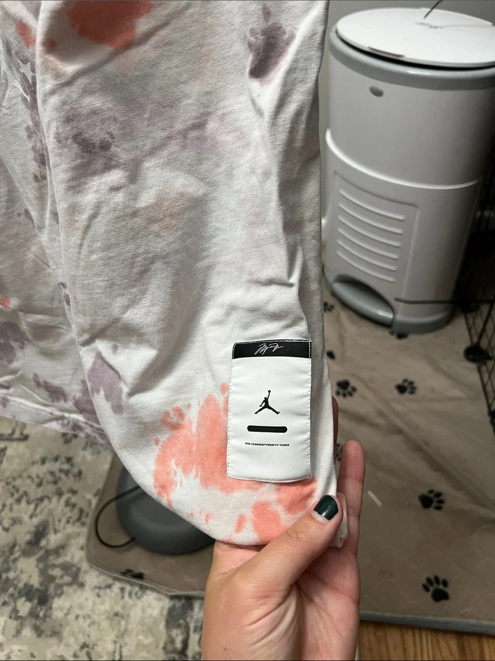 NWOT Jordan AJ Logo Tie-Dye Tee in Lavender and Coral